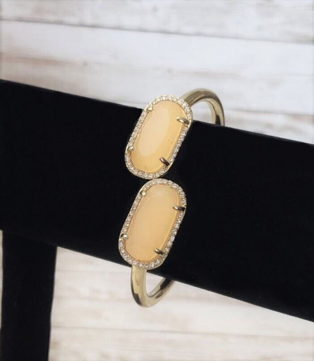 Vintage Hinged Bracelet - Apricot Gems with Clear Gem Halo